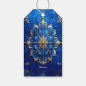 Blauwe decoratieve kerstcadeaubijlage cadeaulabel (Achterkant)