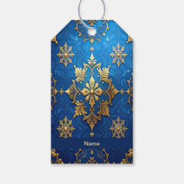 Blauwe decoratieve kerstcadeaubijlage cadeaulabel