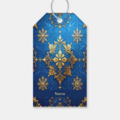 Blauwe decoratieve kerstcadeaubijlage cadeaulabel (Achterkant)