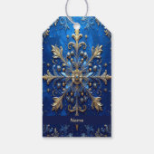 Blauwe decoratieve kerstcadeaubijlage cadeaulabel (Achterkant)