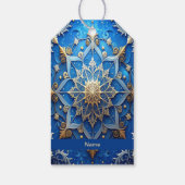 Blauwe decoratieve kerstcadeautag cadeaulabel (Achterkant)