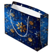 Blauwe decoratieve kerstcadeautas groot cadeauzakje (Achterkant Gekanteld)