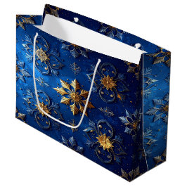 Blauwe decoratieve kerstcadeautas groot cadeauzakje
