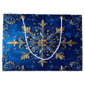Blauwe decoratieve kerstcadeautas groot cadeauzakje (Achterkant)
