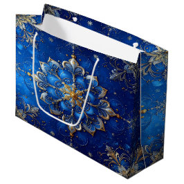 Blauwe decoratieve kerstcadeautas groot cadeauzakje
