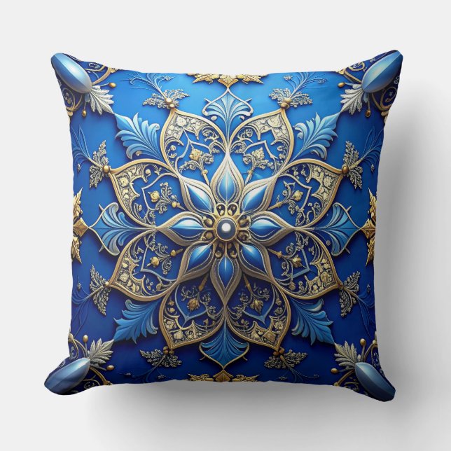 Blauwe decoratieve kerstkussenhoes kussen (Voorkant)