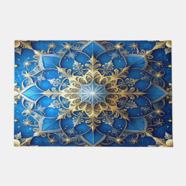 Blauwe decoratieve kerstmat deurmat