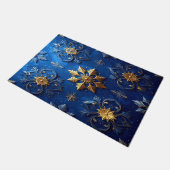 Blauwe decoratieve kerstmat deurmat (Schuin)