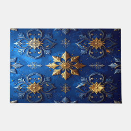 Blauwe decoratieve kerstmat deurmat