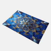 Blauwe decoratieve kerstmat deurmat (Schuin)
