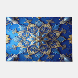 Blauwe decoratieve kerstmat deurmat