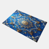Blauwe decoratieve kerstmat deurmat (Schuin)