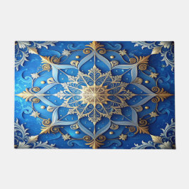 Blauwe decoratieve kerstmat deurmat