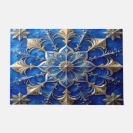 Blauwe decoratieve kerstmat deurmat