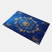 Blauwe decoratieve kerstmat deurmat (Schuin)