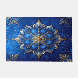 Blauwe decoratieve kerstmat deurmat
