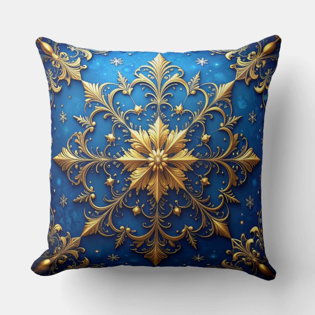 Blauwe decoratieve kerstworp kussen (Voorkant)