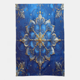 Blauwe decoratieve keukendoek voor feestdagen theedoek