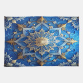 Blauwe decoratieve keukenhanddoek voor de feestdag (Horizontaal)