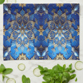 Blauwe decoratieve keukenhanddoek voor de feestdag (Gevouwen)