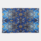 Blauwe decoratieve keukenhanddoek voor de feestdag (Horizontaal)