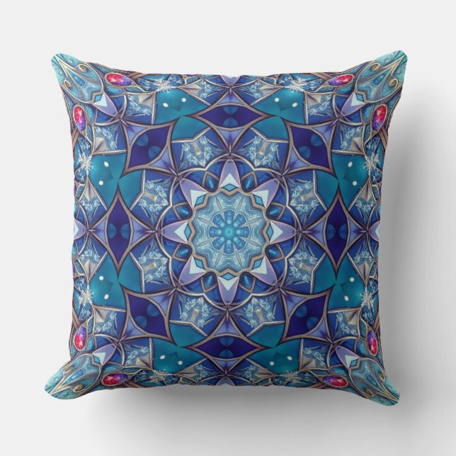 Blauwe decoratieve kussenhoes kussen (Voorkant)