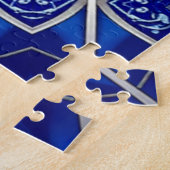 Blauwe decoratieve legpuzzel (Zijkant)