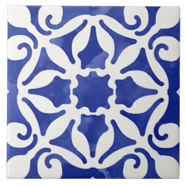 Blauwe decoratieve mediterrane stijl tegeltje