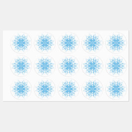 Blauwe decoratieve sneeuwvlokken labels