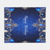 Blauwe decoratieve vakantie fleece deken (Voorkant (Horizontaal))