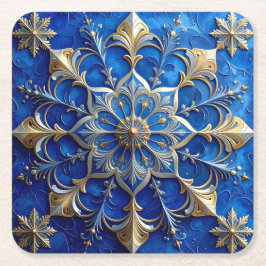 Blauwe decoratieve vakantiepapier coaster kartonnen onderzetters