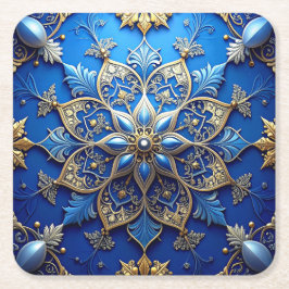 Blauwe decoratieve vakantiepapier coaster kartonnen onderzetters
