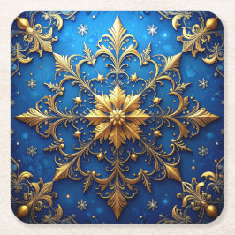 Blauwe decoratieve vakantiepapier coaster kartonnen onderzetters