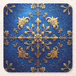 Blauwe decoratieve vakantiepapier coaster kartonnen onderzetters