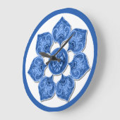 Blauwe decorative Fabric Cutout Flower Square Wall Grote Klok (Hoek)
