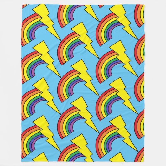 Blauwe deken met regenbogen en bliksemschichten (Voorkant)