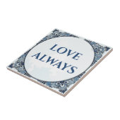 Blauwe delft look, bewerkt tekstkeramische Tegel Tegeltje (Zijkant)