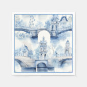 Blauwe Delfts Bloemfeest Servet (Voorkant)