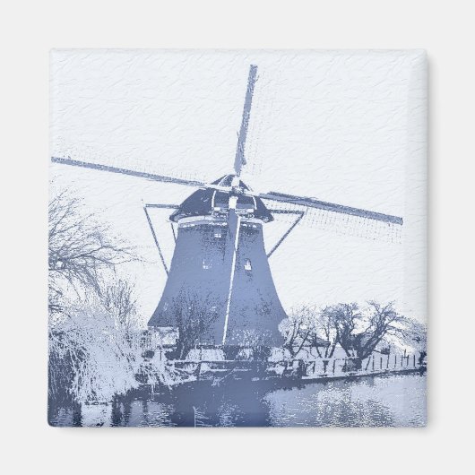 Blauwe Delfts Hollandse Windmolen Magneet (Voorkant)