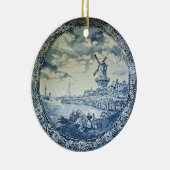 Blauwe Delftse Windmolen Nederlands Bord Keramisch Ornament (Rechts)