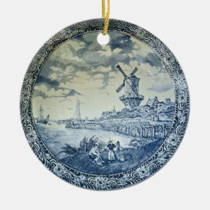 Blauwe Delftse Windmolen Nederlands Bord Keramisch Ornament
