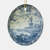 Blauwe Delftse Windmolen Nederlands Bord Keramisch Ornament (Links)