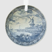 Blauwe Delftse Windmolen Nederlands Bord Ornament (achterkant)