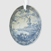 Blauwe Delftse Windmolen Nederlands Bord Ornament (voorkant)