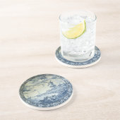 Blauwe Delftse Windmolen Nederlands Bord Zandsteen Onderzetter (Zijkant)