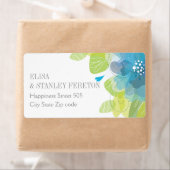 Blauwe, delicate bloemen bloedige lente bruiloft etiket (Insitu)