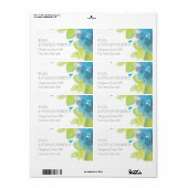 Blauwe, delicate bloemen bloedige lente bruiloft etiket (Full Sheet)