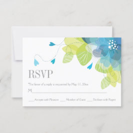 Blauwe delicate lente bloemen bloemrijke trouw-RSV RSVP Kaartje