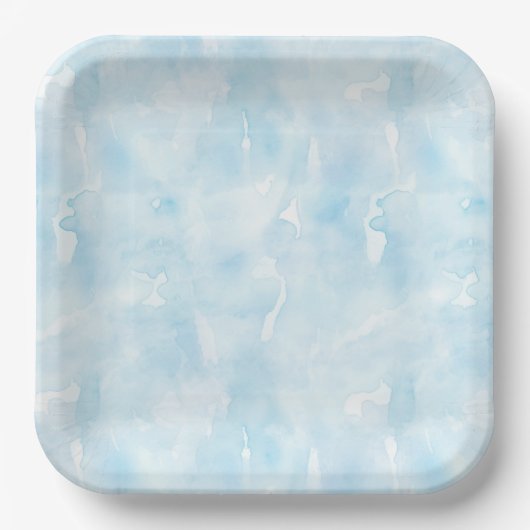 Blauwe delicate waterverf textuur papieren bordje (Voorkant)