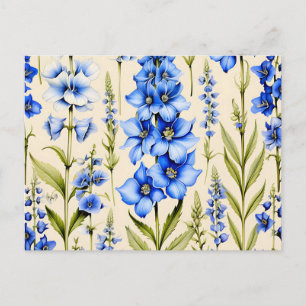 Blauwe Delphinium Bloemen Botanisch Briefkaart